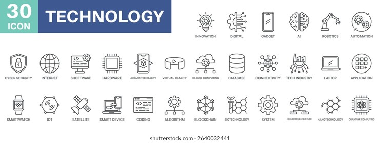 technology concept pack design icons set collections, simple style design inspiration for any interface and purpose suitable for symbols and more