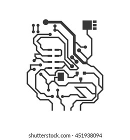Technology concept represented by circuit board icon. Isolated and flat illustration.