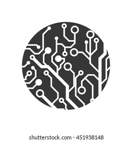 Technology concept represented by circuit board circle icon. Isolated and flat illustration.