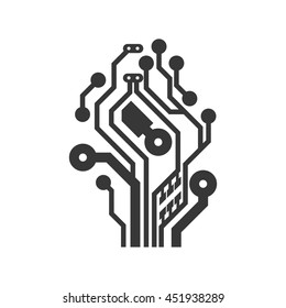 Technology concept represented by circuit board icon. Isolated and flat illustration.