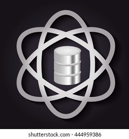 Technology concept represented by data center and atom icon. Colorfull and flat illustration 