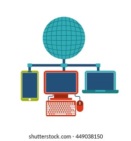 Technology concept represented by intermet media icon. Colorfull and flat illustration. 