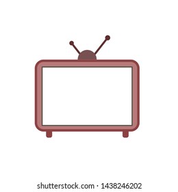 technology concept, television illustration, red outline design, icon vector.