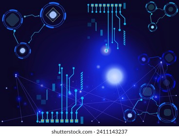 technology concept. Vector illustration, computer technology dark blue color background, Connection science background