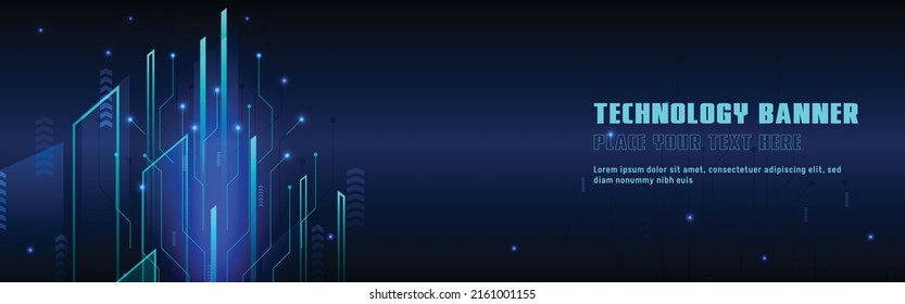 technology concept for web banner template or brochure , Blue colour. Abstract Tech banners set with Dots ,Lines,Geometric,Waves. Vector design network communication background. 
