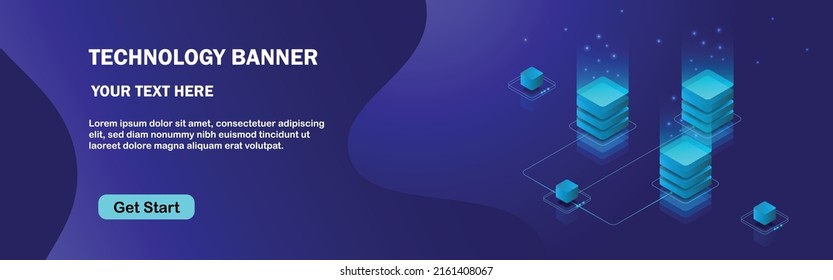 technology concept for web banner template or brochure , Blue colour,Block chain. Abstract Tech banners set with Dots ,Lines,Geometric,Waves. Vector design network communication background. 