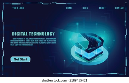 concepto de tecnología para la plantilla de banner web o folleto , Color azul. Pancartas técnicas abstractas con puntos, líneas, geométricas, ondas. Fondo de comunicación de red de diseño de vectores. 