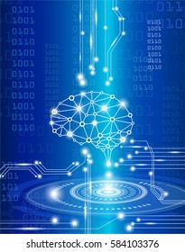 technology concept,digital brain genius  with electric circuit