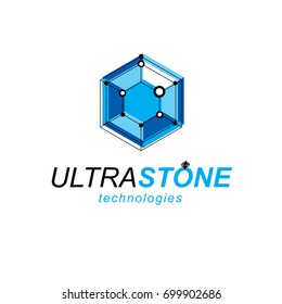 Technology conceptual emblem. Abstract vector, isometric dimensional shape.