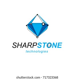 Technology conceptual symbol. Abstract vector 3D geometric low poly object, digital science theme illustration.