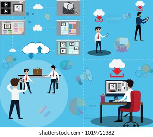 Technology concept,used live video for product presentation on media social - vector illustration