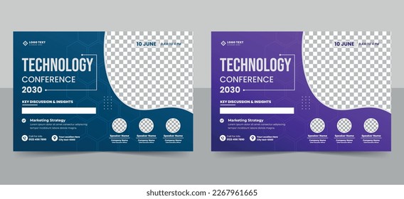 Technology conference flyer and event invitation banner template design