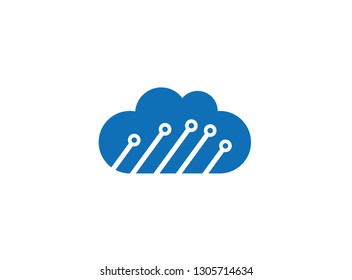 Technology connect with clouds symbol fot logo design
