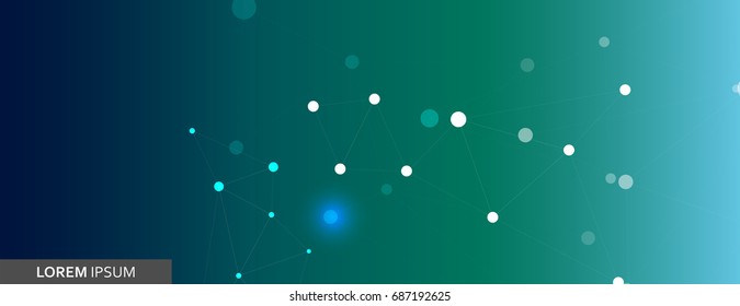 technology connect dots on blue banner background
