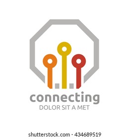 Technology Connect the dots perfect shape vector icon logo abstract cross arrow