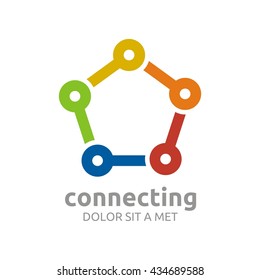 Technology Connect The Dots Perfect Shape Vector Icon Logo Abstract Cross Arrow