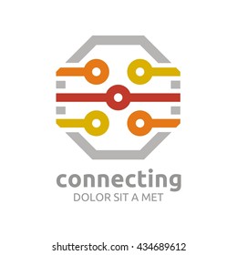 Technology Connect the dots perfect shape vector icon logo abstract cross arrow
