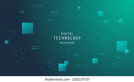 Technology Connection Digital Data Abstract Background. Simple Futuristic Modern Green Background.