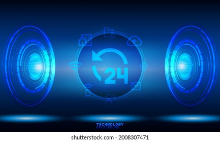 Technology connection digital data and big data concept. Business innovation technology concept. technology background. neon effect. circuit board concept. Hi-tech digital technology.