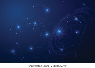  Technology connection digital data and big data concept. Abstract lines and dots connect background vector