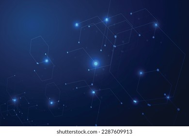  Technology connection digital data and big data concept. Abstract lines and dots connect background vector