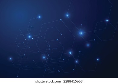  Technology connection digital data and big data concept. Abstract lines and dots connect background vector