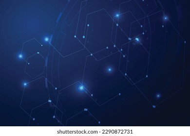  Technology connection digital data and big data concept. Abstract lines and dots connect background vector