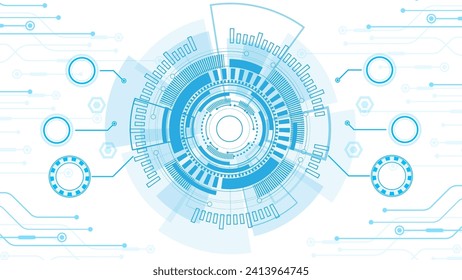 Technology connection digital data and big data concept. Blue Future Background. Abstract technological background with various technological elements. Structure pattern technology backdrop. Vector	
