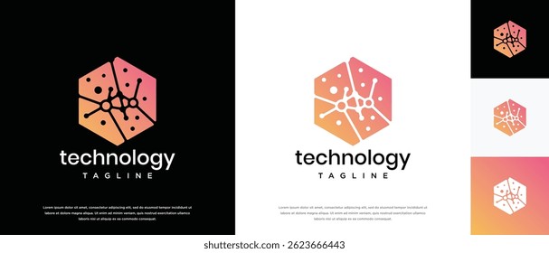 Diseño de logotipo hexagonal de conexión de Tecnología. Plantilla de logotipo de conexión de Tecnología. Icono de símbolo de logotipo de Tecnología