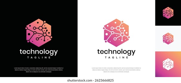 Diseño de logotipo hexagonal de conexión de Tecnología. Plantilla de logotipo de conexión de Tecnología. Icono de símbolo de logotipo de Tecnología
