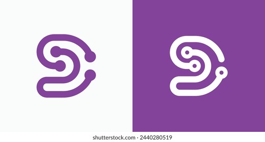 Technology connection initial letter D vector logo design with modern, simple, clean and abstract style.