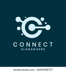 Technologie-Anschluss-Logo mit abstraktem Kreis- und Punktdesign