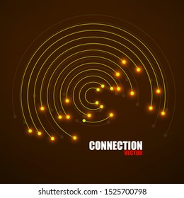 Technology connection logo, abstract sign of line and dots