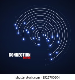 Technology connection logo, abstract sign of line and dots