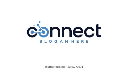 Technology connection logo design with abstract dot, molecule and network system graphic design vector illustration. Symbol, icon, creative.