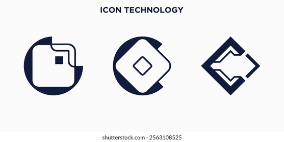 Technology connection logo design collection with abstract letter C, Graphic design vector illustration.