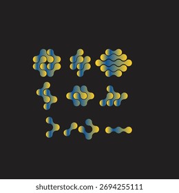 Technology connection logo design, fluid transition sign, integration abstract symbol. circles point movement