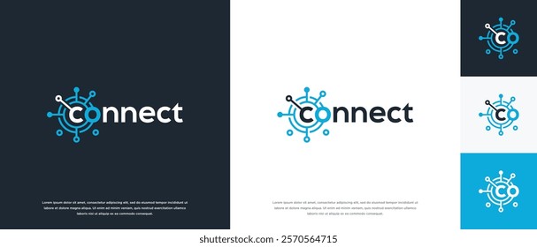 Technology connection logo design. Technology connection logo template. Technology logo symbol icon