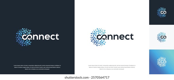 Technology connection logo design. Technology connection logo template. Technology logo symbol icon