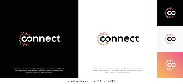 Technology connection logo design. Technology connection logo template. Technology logo symbol