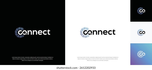 Technology connection logo design. Technology connection logo template. Technology logo symbol