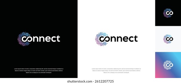 Technology connection logo design. Technology connection logo template. Technology logo symbol