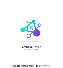 technology connection logo with initial letter k template isolated on white background, design vector illustration symbol