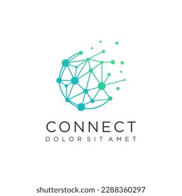technology connection logo template isolated on white background