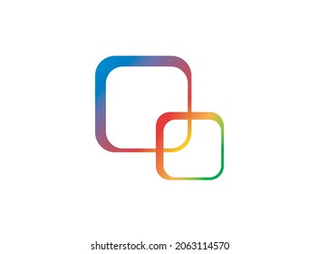 technology connection logo template, two rectangle with rounded corner in gradient colors