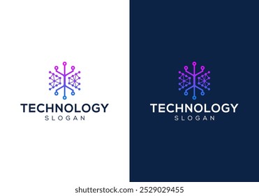 Conexão de tecnologia logotipo vetor design com pontos abstratos, cadeia de blocos, molécula e sistema gráfico design vetorial ilustração.