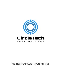 Technology connection symbol logo. Circle shape design. Vector template