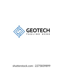 Logo del símbolo de conexión tecnológica. Diseño de forma cuadrada. Plantilla de vector
