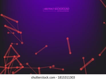 Tecnología y tema de conexión. Vértices brillantes conectados con líneas finas. Fondo Neon Light.