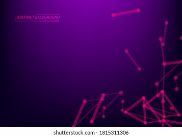 Thema Technologie und Verbindung. Helle Vertexe verbunden mit dünnen Linien .Neon heller Hintergrund.